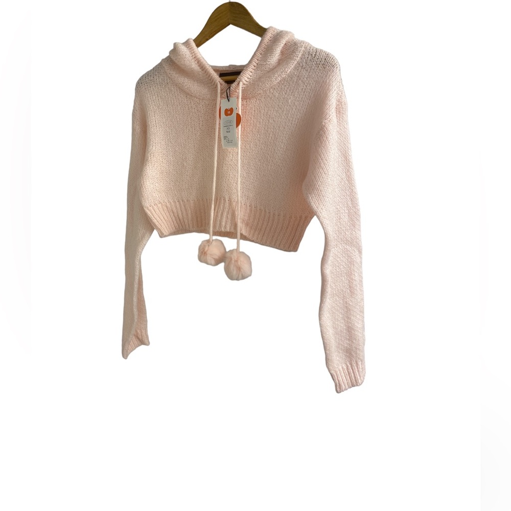 Fuzzy Ball Hooded Sweater Curve &
Plus - Cider
